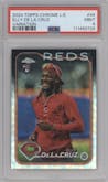 Elly De La Cruz from the 2024 Topps Chrome Logofractor set graded by PSA and given an overall grade of 9.
