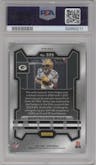 Dontayvion Wicks from the 2023 Panini Prizm set featuring a Green Wave  parallel graded by PSA and given an overall grade of 10.