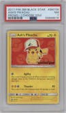 Ash's Pikachu from the 2017 Pokemon S&M set featuring a I Choose You! parallel graded by PSA and given an overall grade of 7.