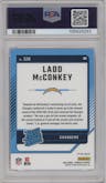 Ladd McConkey from the 2024 Donruss set featuring a Pink parallel graded by PSA and given an overall grade of 10.
