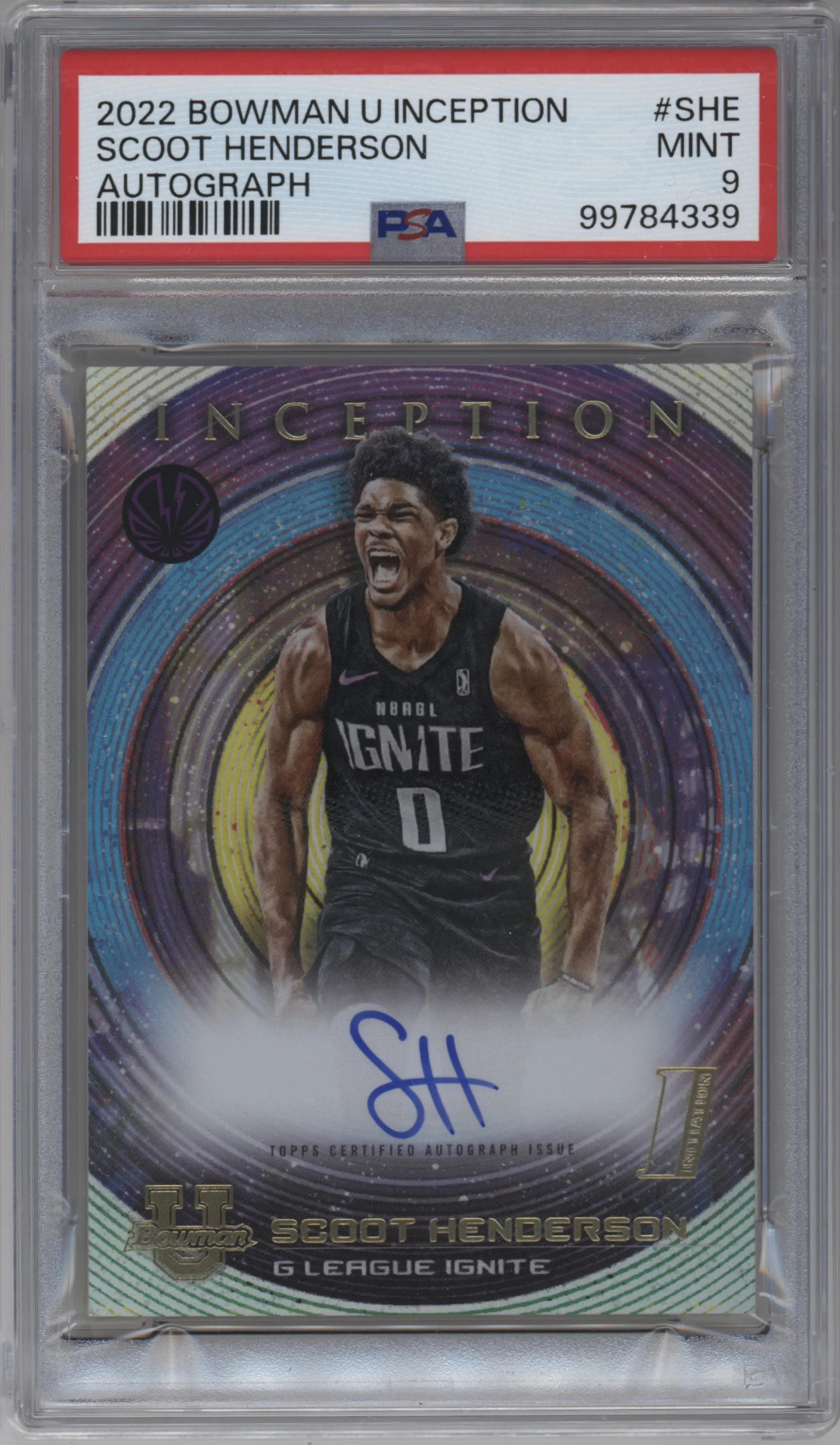 2022 Bowman University Inception Auto Scoot Henderson PSA 9