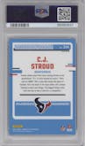 C.J. Stroud from the 2023 Donruss Optic set featuring a Hyper Green parallel graded by PSA and given an overall grade of 10.