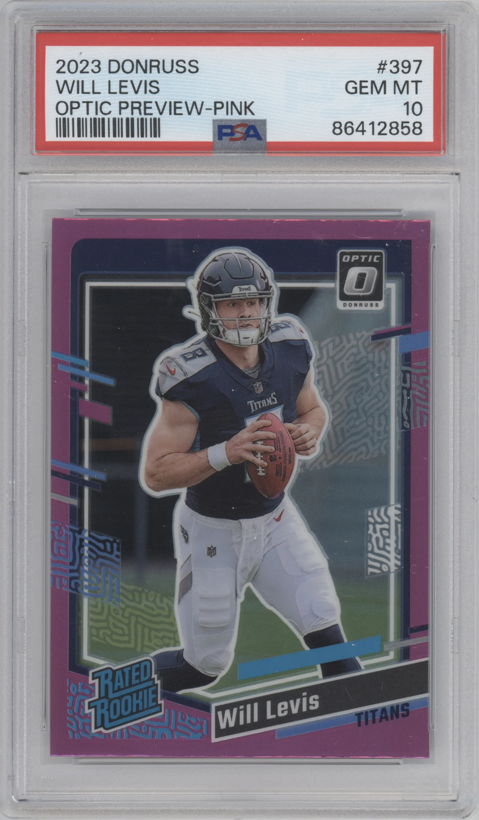 2023 Panini Donruss Opt.Rtd.Rke.Prev. Will Levis Pink #397 PSA 10