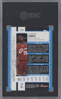LeBron James  from the 2003-04 Bowman set graded by SGC and given an overall grade of 9.