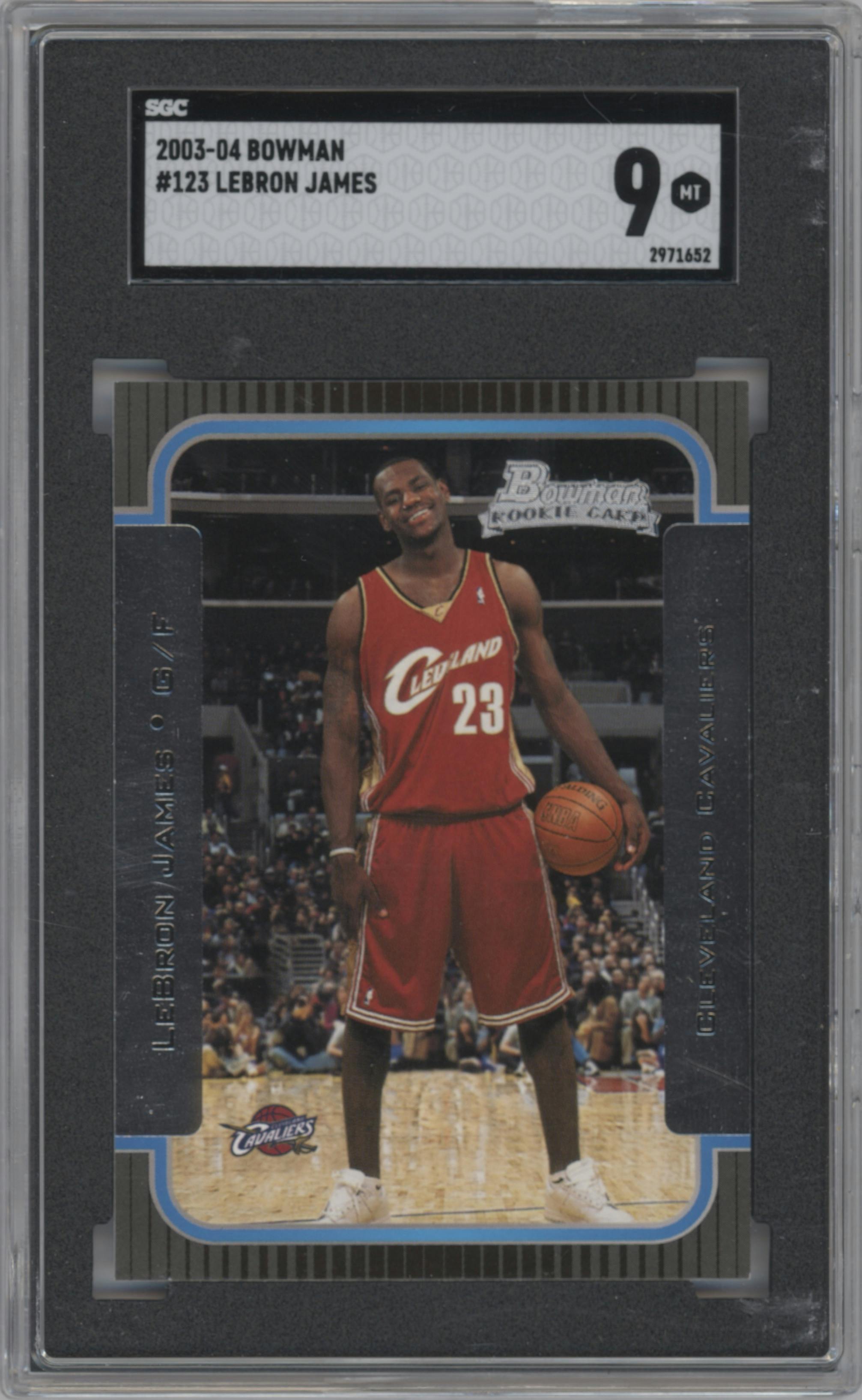 LeBron James  from the 2003-04 Bowman set graded by SGC and given an overall grade of 9.
