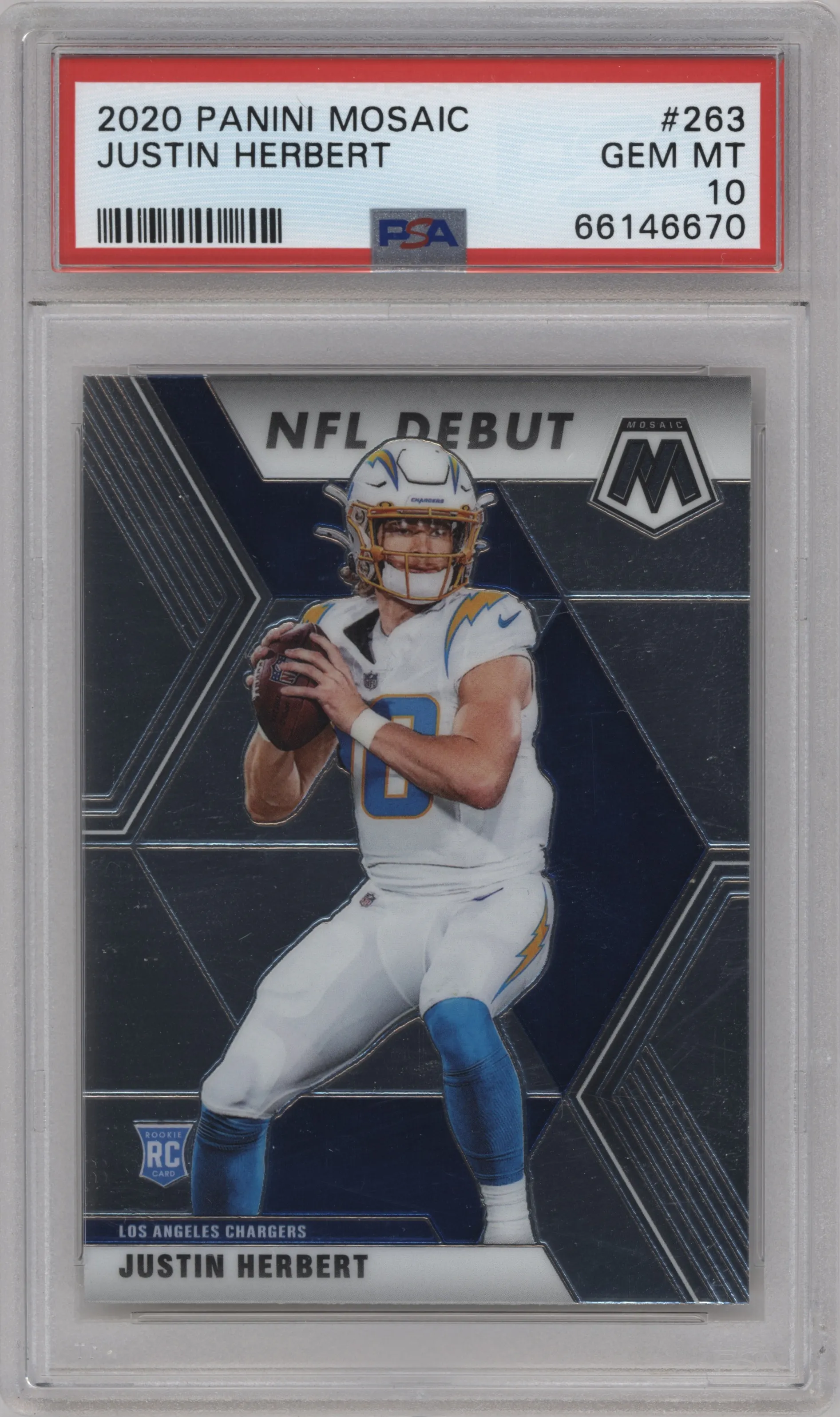 2020 Panini Mosaic Justin Herbert PSA 10
