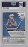Justin Herbert from the 2020 Panini Mosaic set featuring a Reactive Orange parallel graded by PSA and given an overall grade of 10.