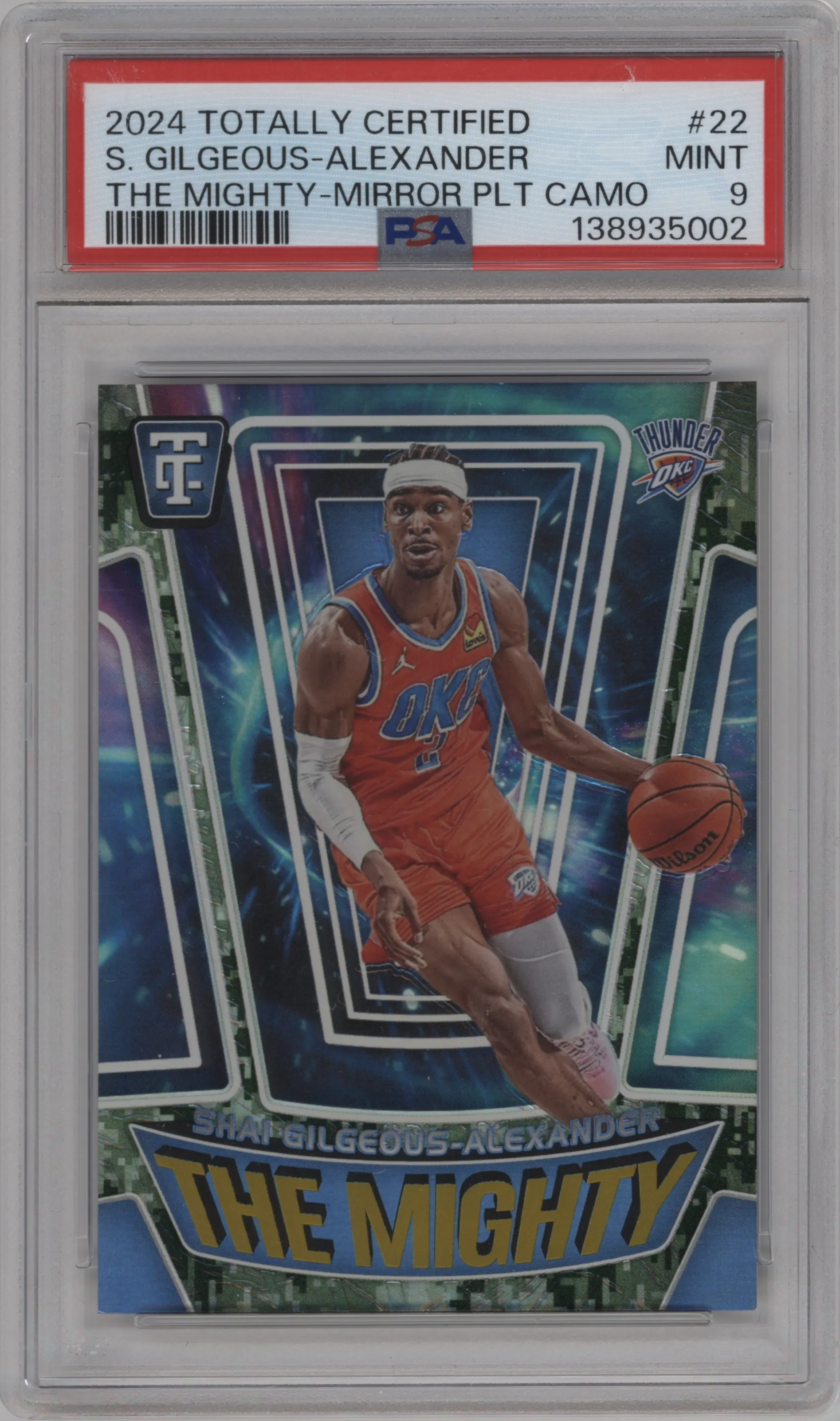 2024 Panini Totally Certified The Mighty Shai Gilgeous-Alexander Camo Platinum Mirror #22 PSA 9