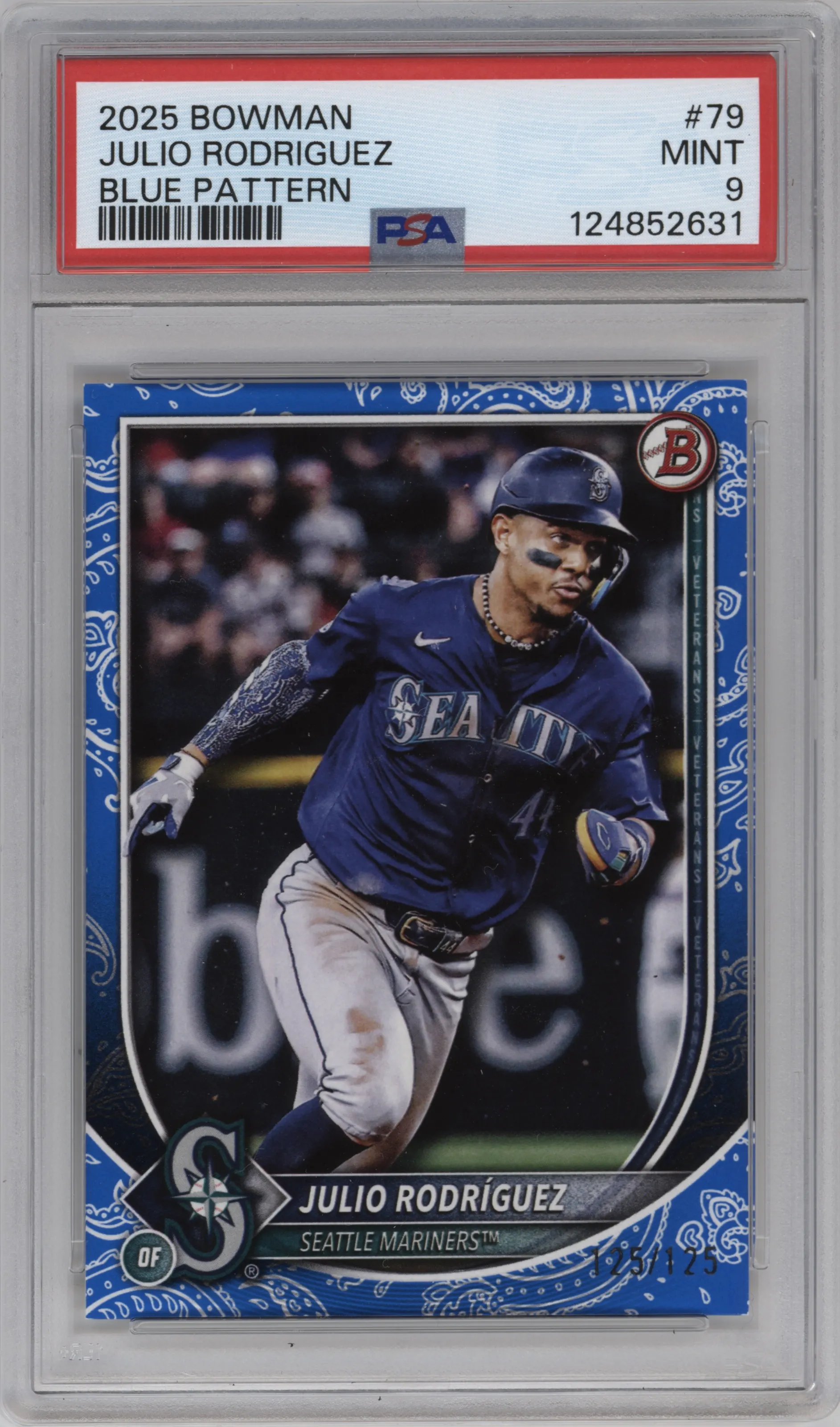 2025 Bowman Julio Rodríguez Blue Pattern PSA 9