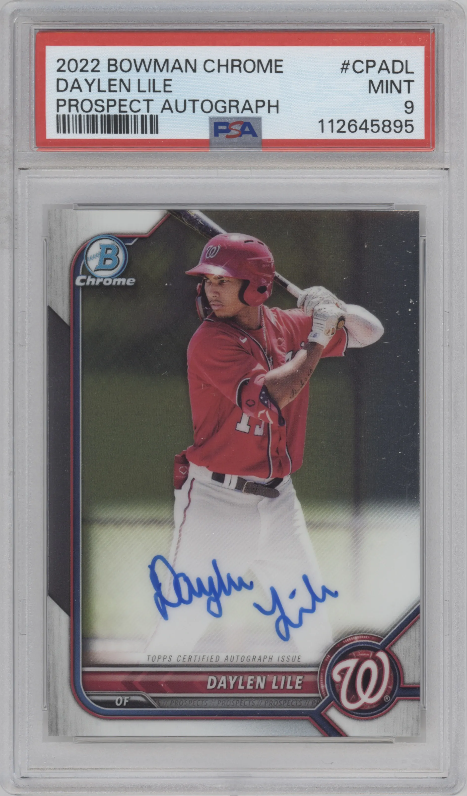 2022 Bowman Chrome Pros.Auto Daylen Lile PSA 9