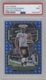 Giannis Antetokounmpo from the 2021-22 Panini Prizm  set featuring a Blue NBA 75th Prizm parallel graded by PSA and given an overall grade of 9.