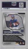 Malik Nabers from the 2024 Panini Prizm set featuring a Red White Blue Prizm parallel graded by PSA and given an overall grade of 9.