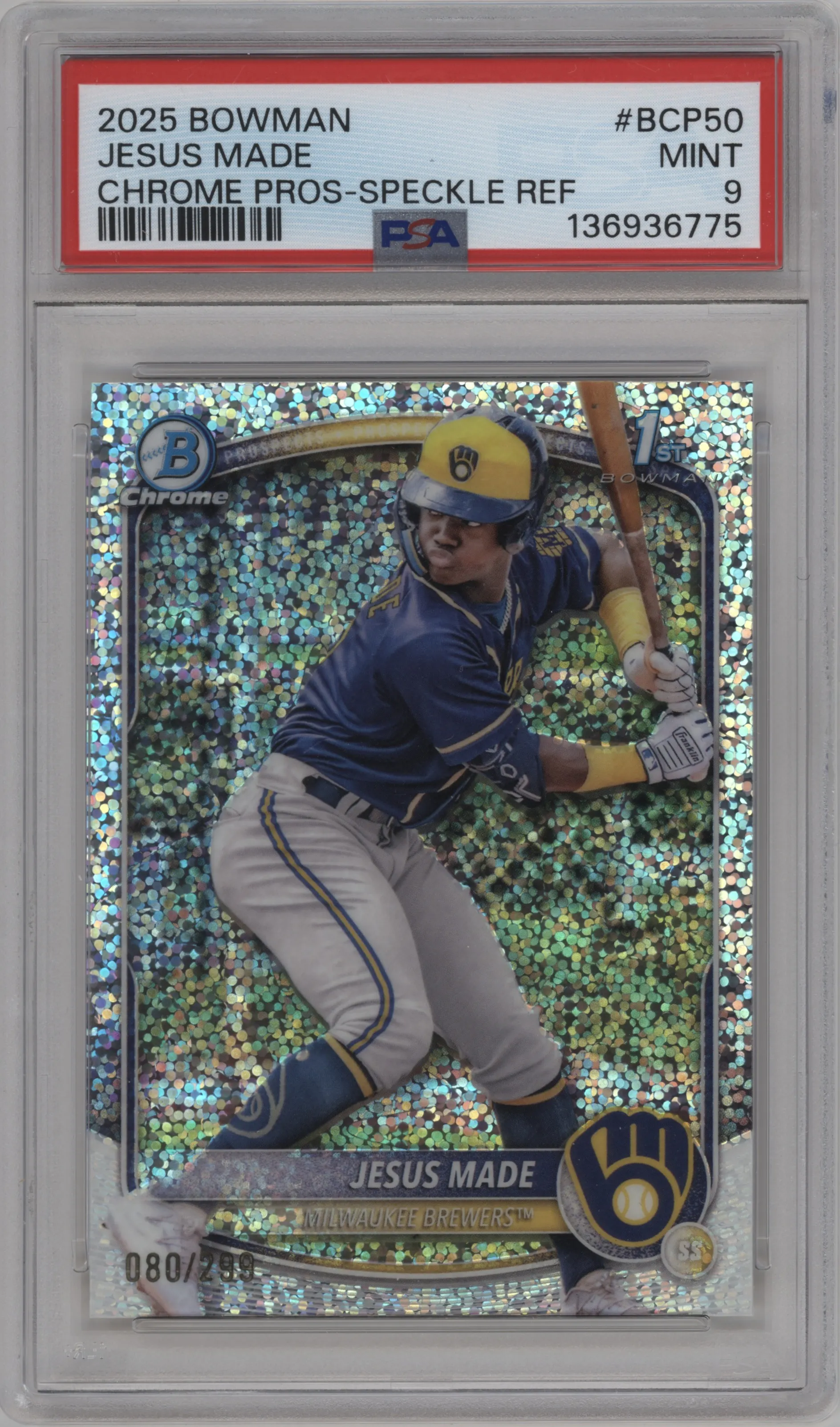 2025 Bowman Chr.Pros Jesus Made Speckle Refractor #BCP-50 PSA 9