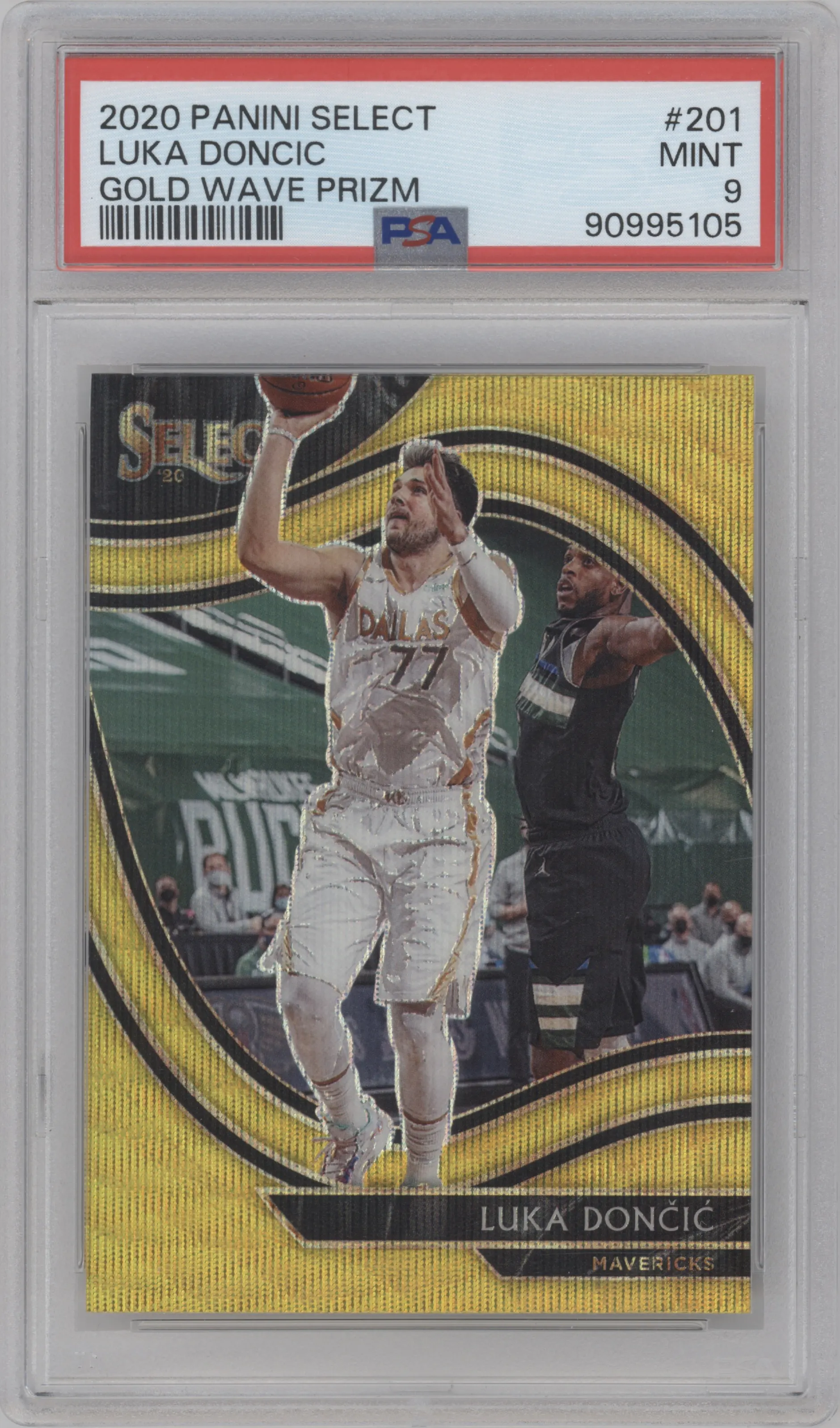 2020 Panini Select Courtside Luka Doncic Gold Wave #201 PSA 9
