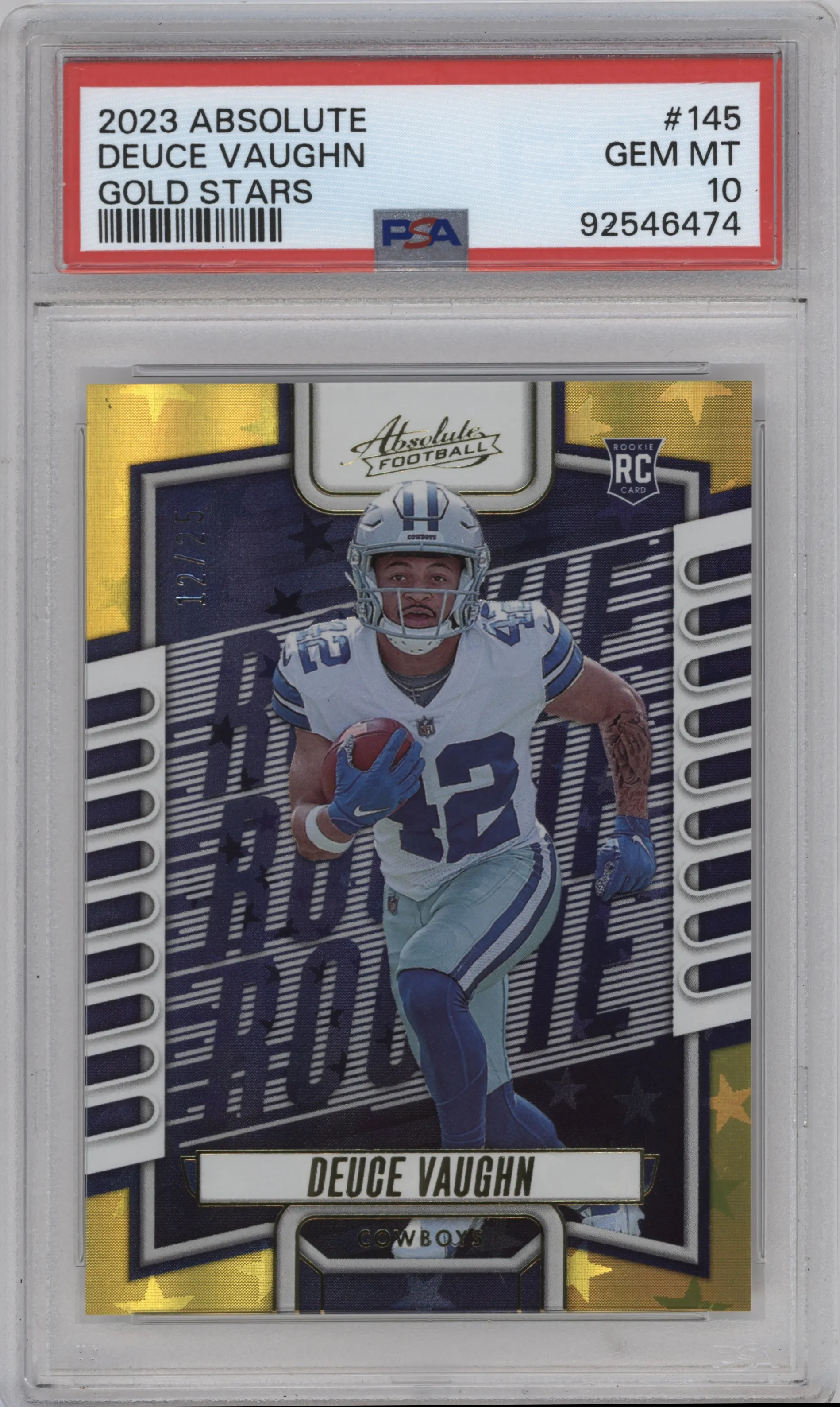 2023 Panini Absolute Deuce Vaughn Gold Stars PSA 10