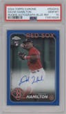 David Hamilton from the 2024 Topps Chrome set featuring a Blue Refractor parallel graded by PSA and given an overall grade of 10.