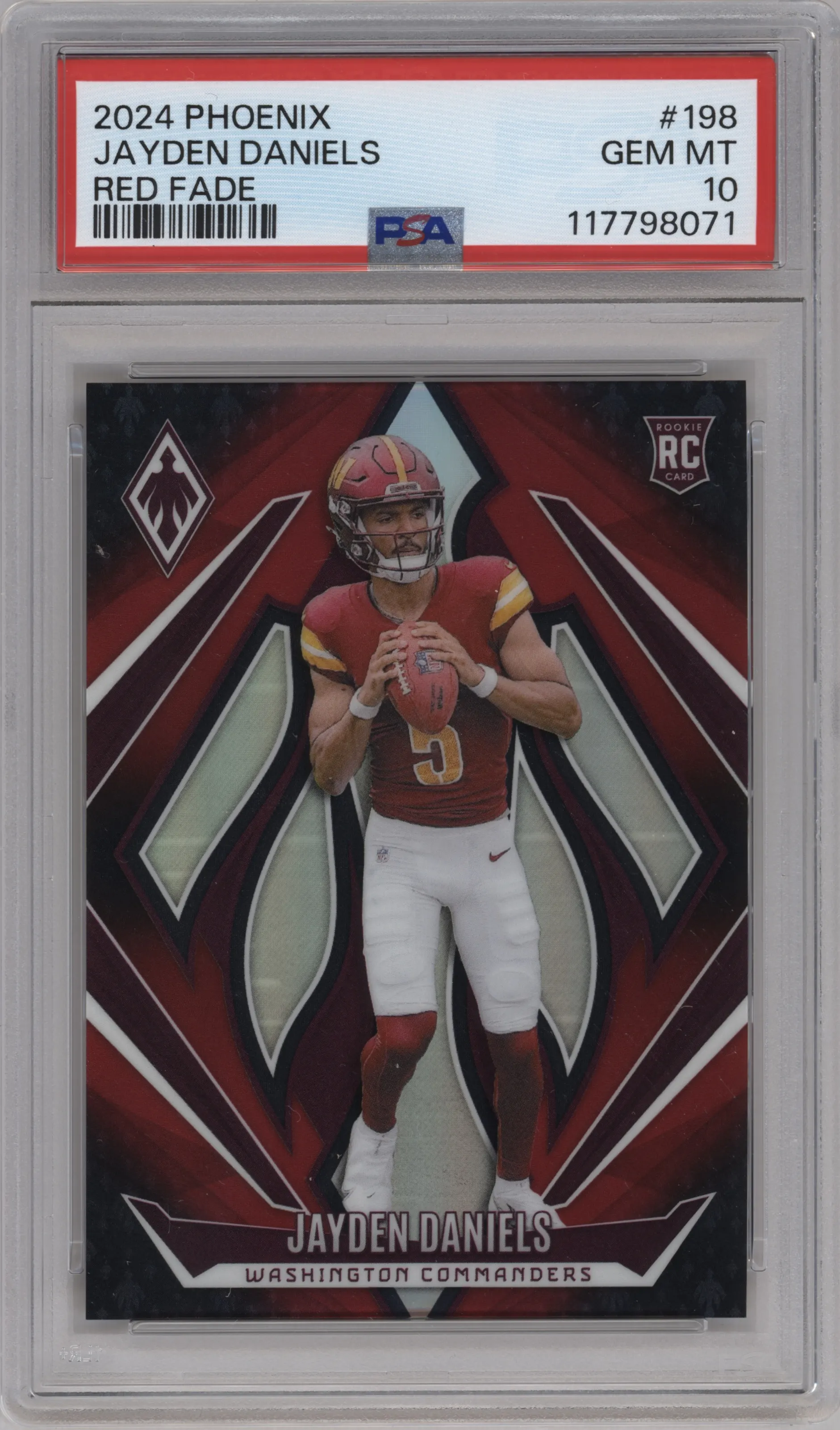 2024 Panini Phoenix Jayden Daniels Red Fade PSA 10