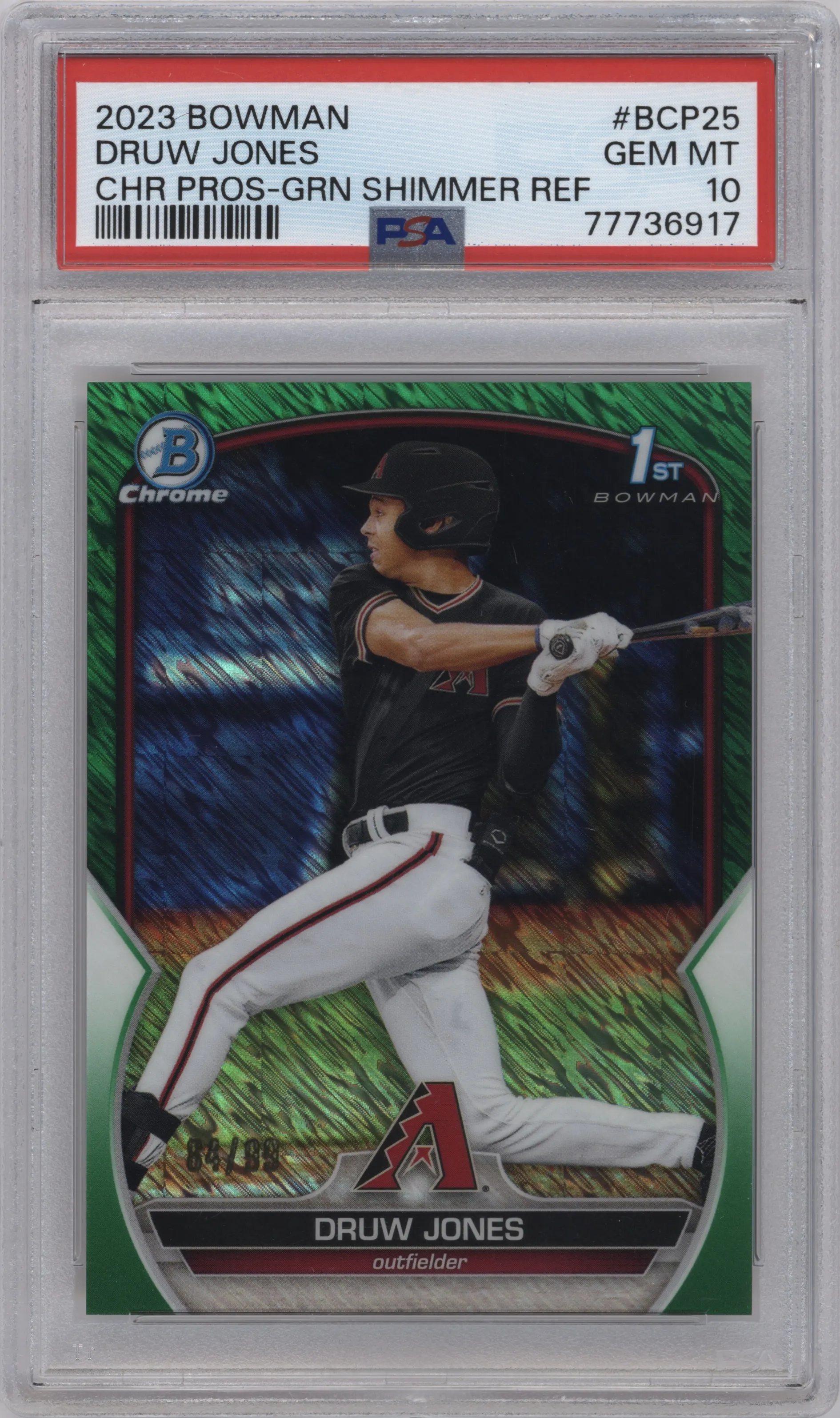2023 Bowman Chr.Pros. Druw Jones Green Shimmer Refractor #BCP-25 PSA 10