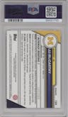 JJ McCarthy from the 2023 Bowman Chrome University set featuring a Refractor parallel graded by PSA and given an overall grade of 9.