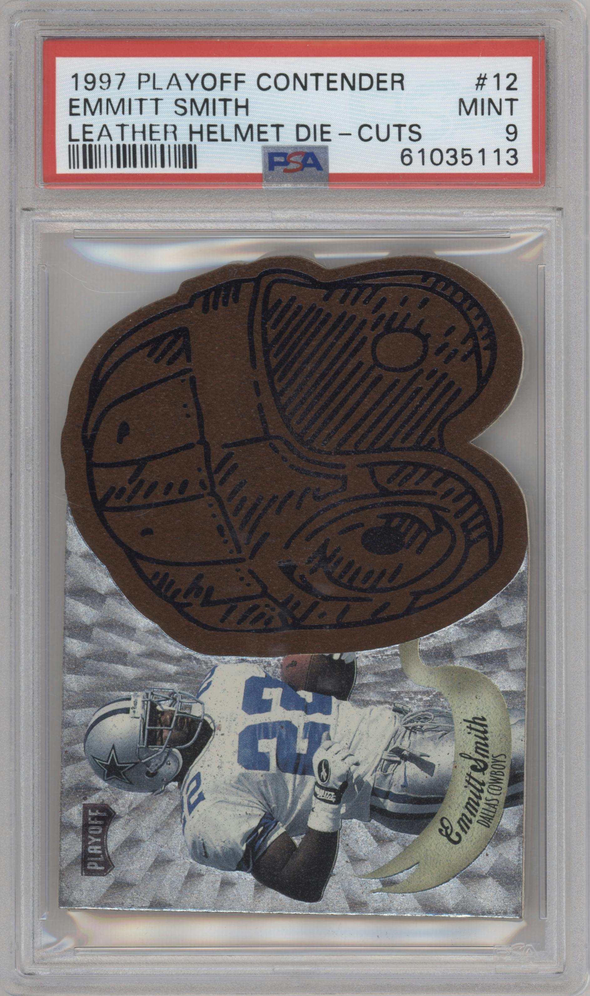 Emmitt Smith from the 1997 Playoff Contenders set graded by PSA and given an overall grade of 9.
