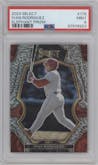 Ivan Rodriguez from the 2023 Panini Select set featuring a Elephant parallel graded by PSA and given an overall grade of 9.