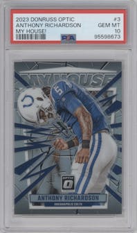 Anthony Richardson from the 2023 Donruss Optic set graded by PSA and given an overall grade of 10.