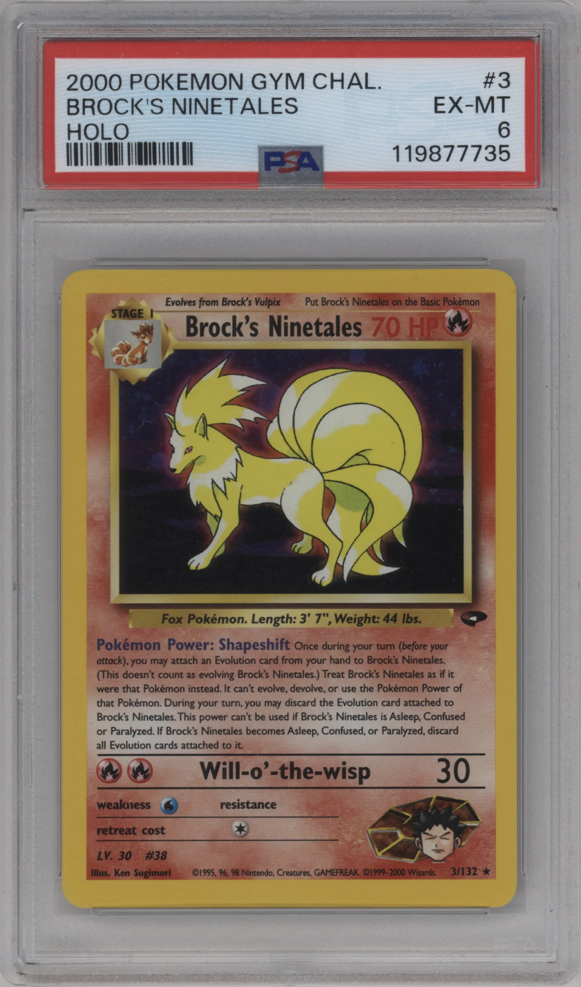 2000 Pokemon GH Gym Challenge Brock's Ninetales #3 PSA 6