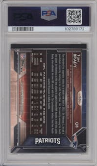 Tom Brady from the 2015 Topps Chrome set featuring a Diamond Refractor parallel graded by PSA and given an overall grade of 10.