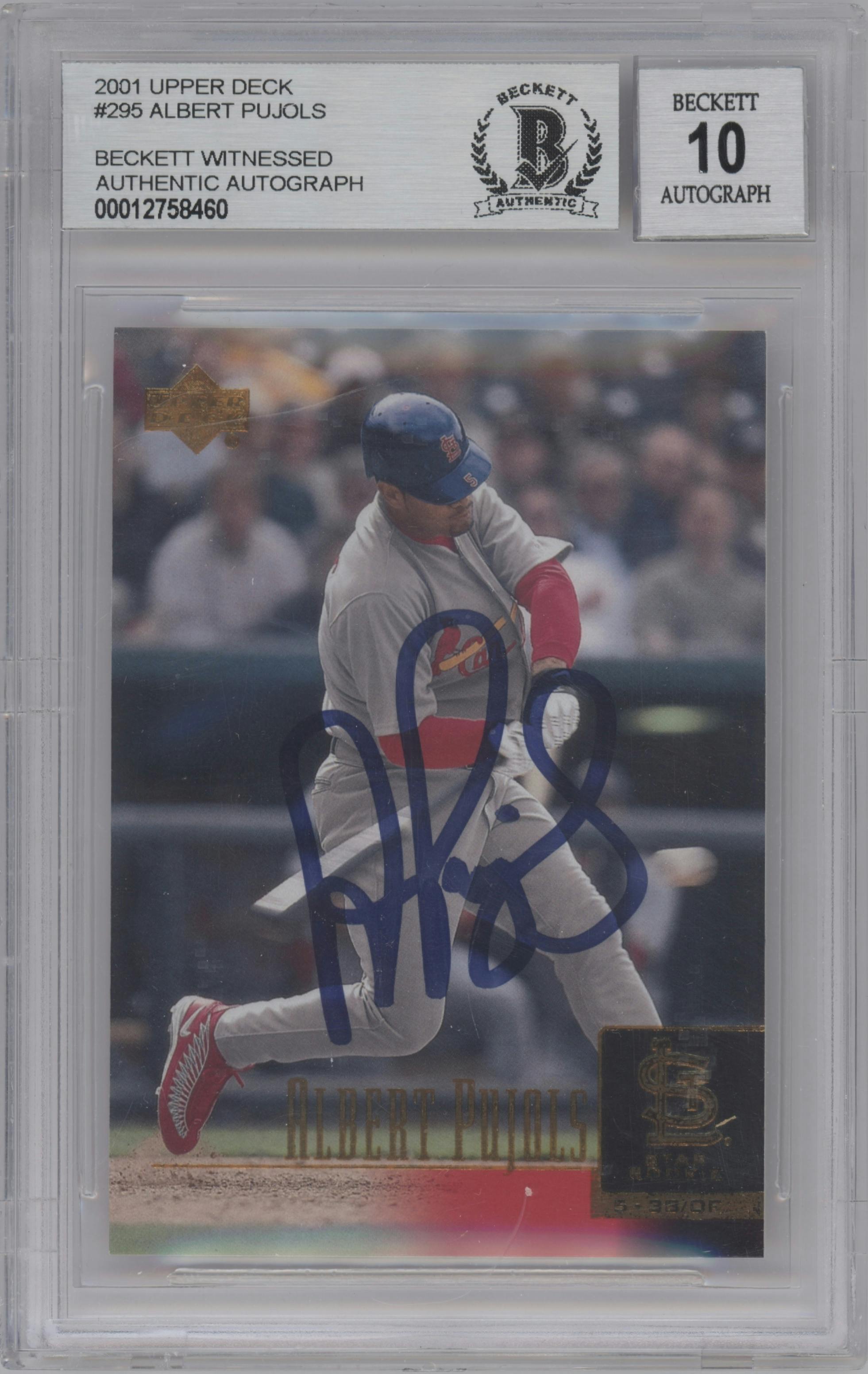 Albert Pujols from the 2001 Upper Deck set graded by Beckett.