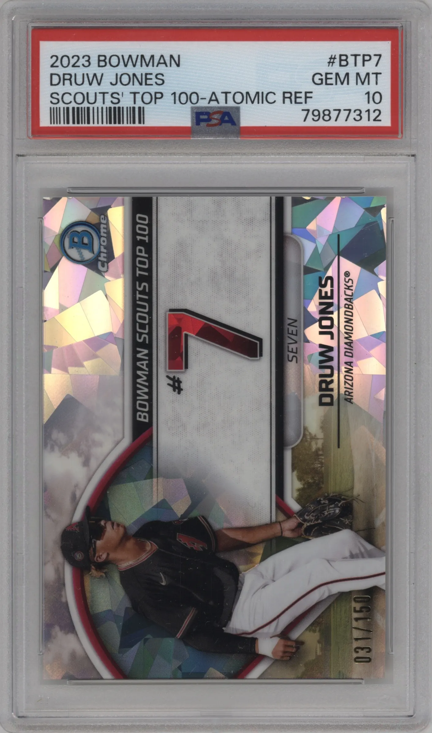 2023 Bowman Top 100 Druw Jones Atomic Refractor #BTP-7 PSA 10