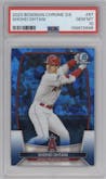 Shohei Ohtani from the 2023 Bowman Chrome Sapphire Edition set graded by PSA and given an overall grade of 10.