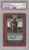 Brian Robinson Jr. from the 2022 Panini Prizm set featuring a Red Wave parallel graded by PSA and given an overall grade of 9.