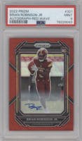 Brian Robinson Jr. from the 2022 Panini Prizm set featuring a Red Wave parallel graded by PSA and given an overall grade of 9.