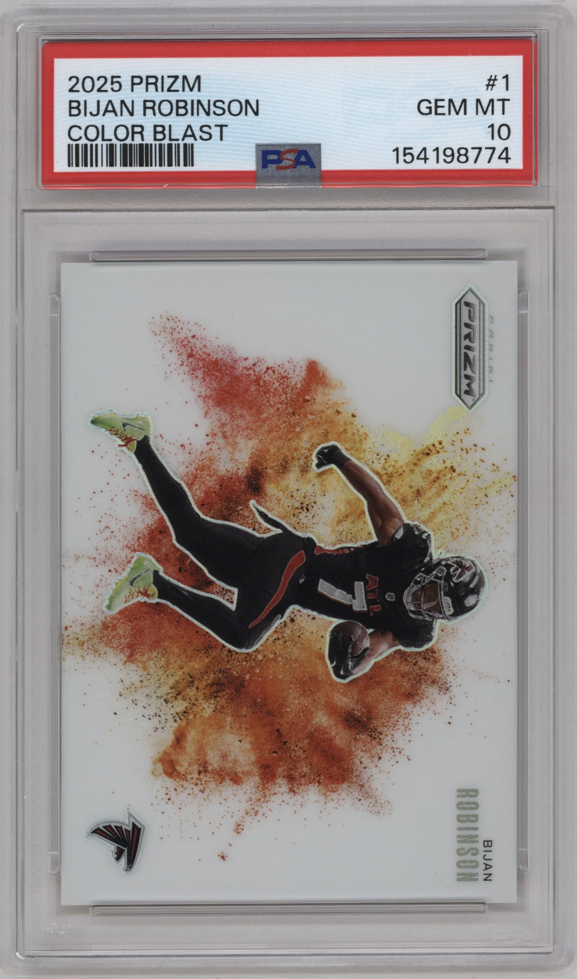 2025 Panini Prizm Color Blast Bijan Robinson #1 PSA 10
