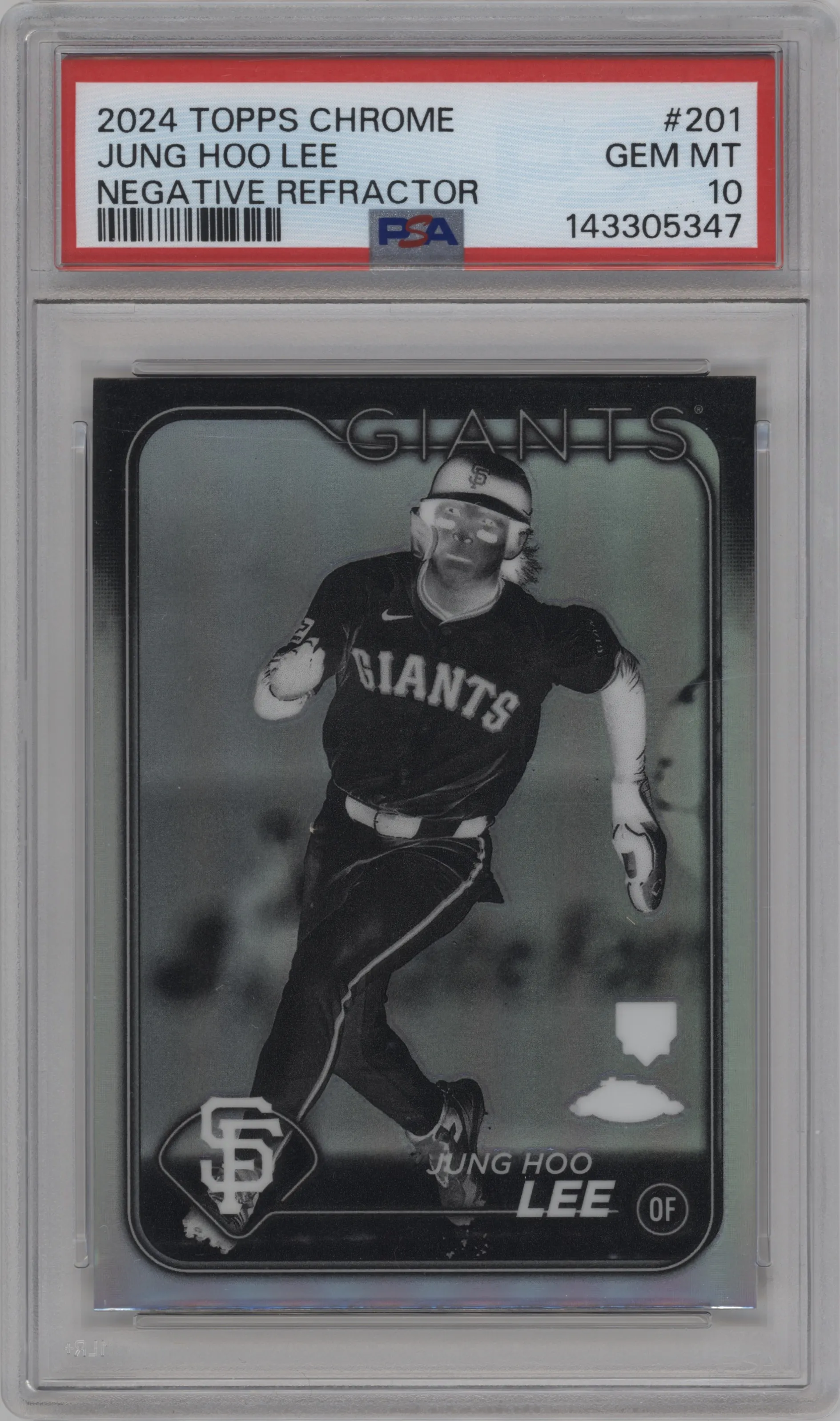 2024 Topps Chrome Jung Hoo Lee Negative Refractor #201 PSA 10