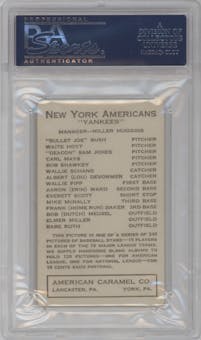 Babe Ruth  from the 1922 E120 American Caramel Series of 240 set graded by PSA and given an overall grade of 2.5.