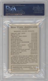 Babe Ruth from the 1922 E120 American Caramel Series of 240 set graded by PSA and given an overall grade of 2.5.