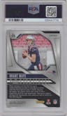 Drake Maye from the 2024 Panini Prizm set featuring a Red White Blue Prizm parallel graded by PSA and given an overall grade of 9.