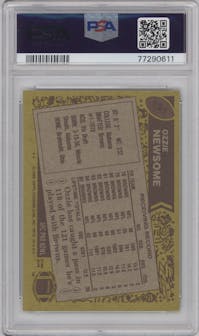 Ozzie Newsome from the 1986 Topps set graded by PSA and given an overall grade of 8.