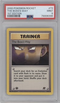 The Boss's Way from the 2000 Pokemon set graded by PSA and given an overall grade of 9.