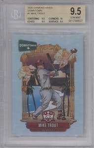 Mike Trout from the 2020 Panini Diamond Kings set graded by Beckett and given an overall grade of 9.5.