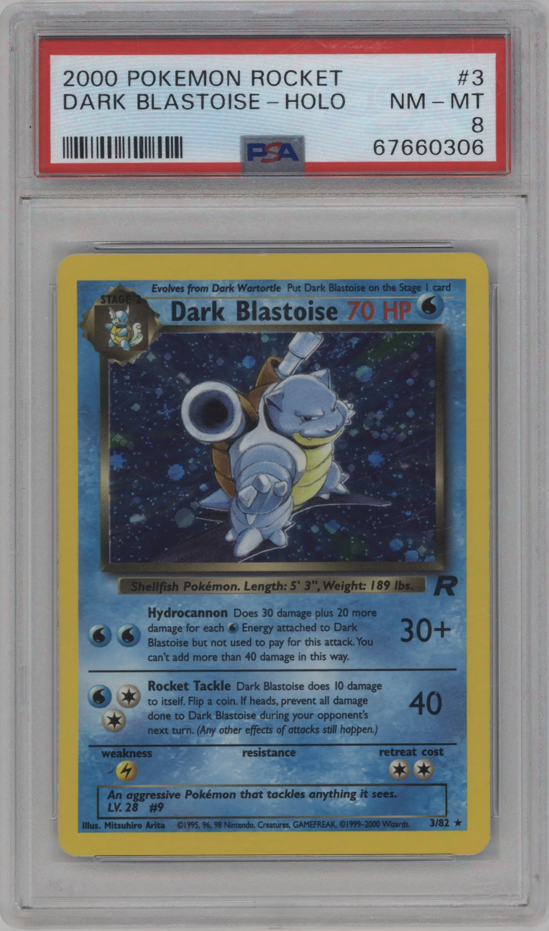 2000 Pokemon Team Rocket Dark Blastoise #3 PSA 8