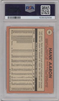 Hank Aaron from the 1969 Topps set graded by PSA and given an overall grade of 3.