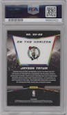 Jayson Tatum from the 2020 Panini On the Horizon Multi-Sport Panini Rewards set graded by PSA and given an overall grade of 8.5.