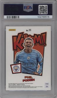 Phil Foden from the 2022-23 Panini Donruss  set graded by PSA and given an overall grade of 10.