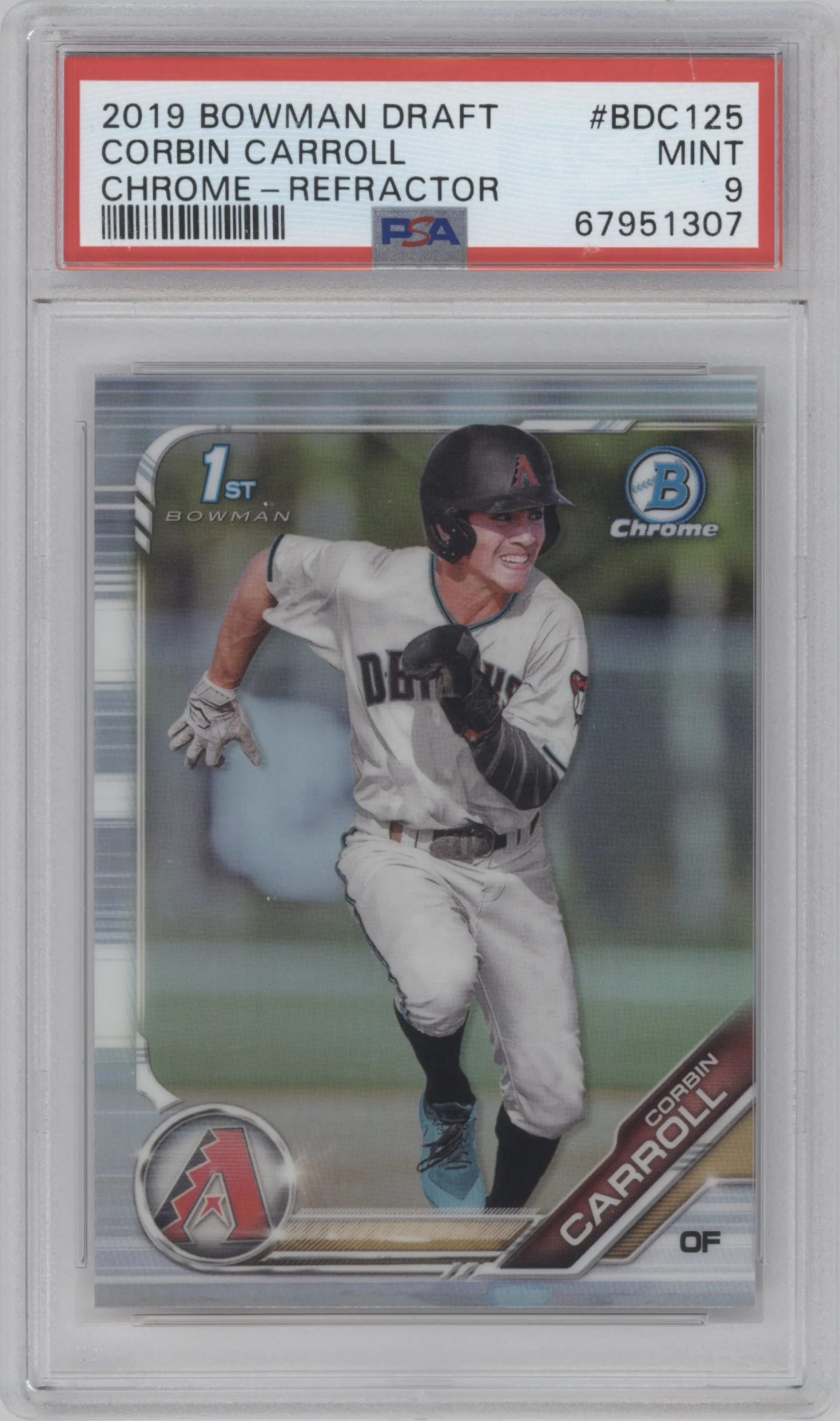 2019 Bowman Draft Chrome Corbin Carroll Refractor PSA 9