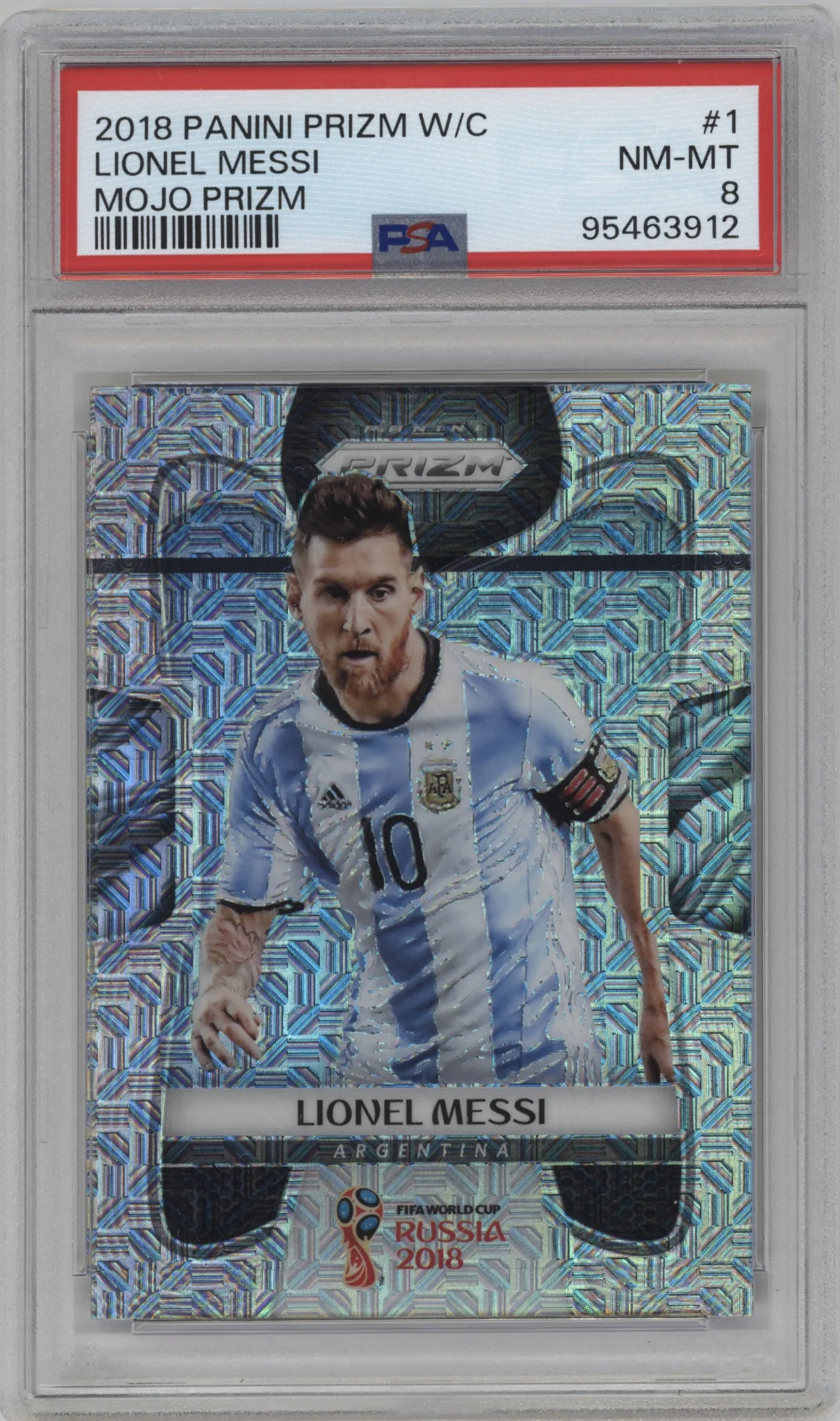 2018 Panini Prizm World Cup Lionel Messi Mojo Prizm #1 PSA 8