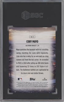 Coby Mayo from the 2025 Topps set graded by SGC and given an overall grade of 9.5.