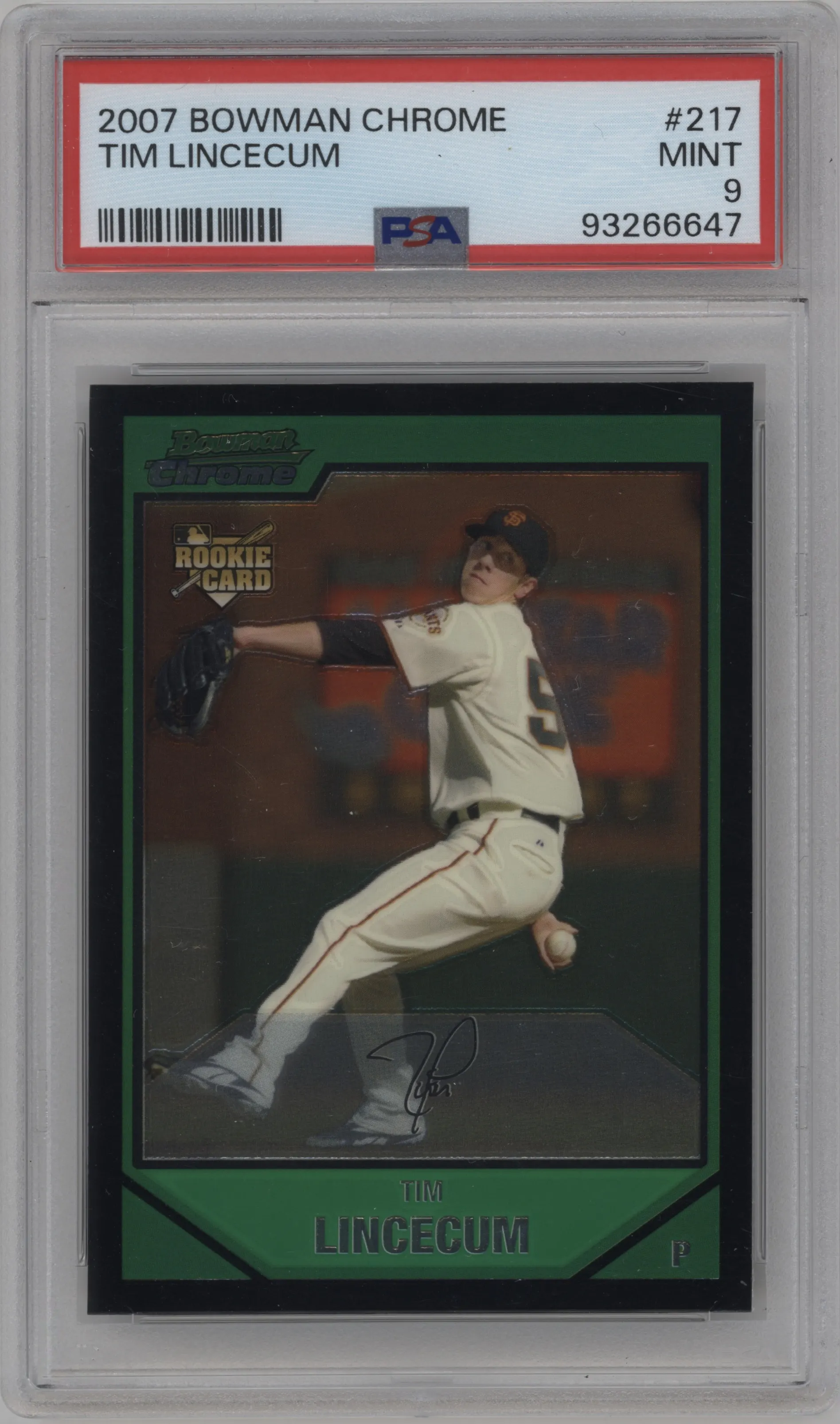 2007 Bowman Chrome Tim Lincecum #217 PSA 9