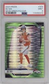 Bo Nix from the 2024 Panini Prizm set featuring a Neon Green Pulsar  parallel graded by PSA and given an overall grade of 9.